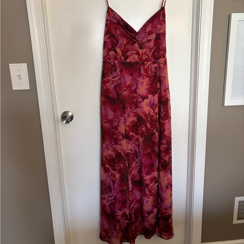 Lulu's Floral Maxi Slip Dress in Berry and Mauve